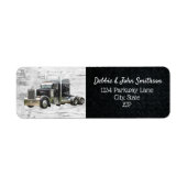 Étiquette Semi Truck Driver Trucker Adresse de retour d'affa (Devant)