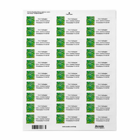 Étiquette Séquin vert de la Saint Patrick (Feuille entière)