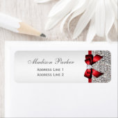 Étiquette Séquins d'argent Mariage de la Bow rouge personnal (En situation)