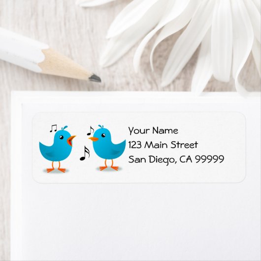 Étiquette Serenade aux oiseaux bleus (En situation)