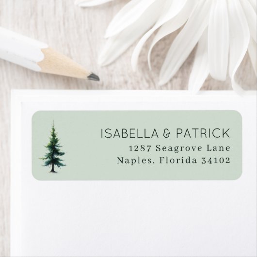 Étiquette Serene Gray Conifer Tree (En situation)