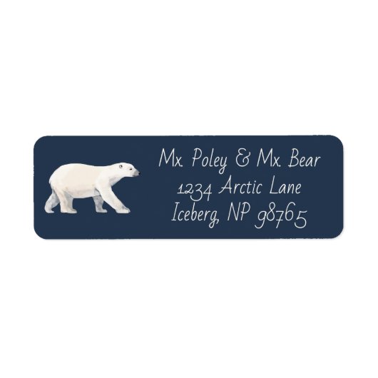 Étiquette Serene Polar Bear sur Midnight Blue (Devant)