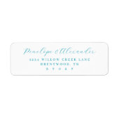 Étiquette Serene Teal Minimalist Calligraphy (Devant)