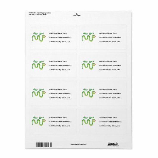 Étiquette Serpent de sifflement de sifflement (Feuille entière)