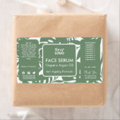 Étiquette Sérum de face vert minimal à feuilles tropicales b (En situation)