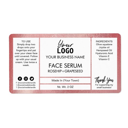 Étiquette Sérum d'effet Shimmer rose (Devant)