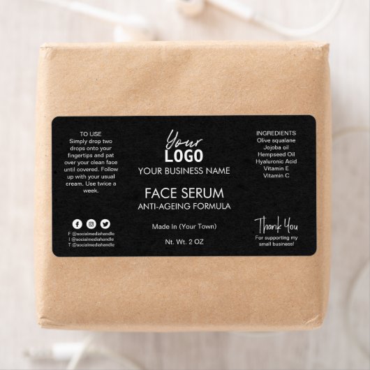 Étiquette Sérum d'huile de visage pour kraft noir profession (En situation)