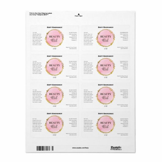 Étiquette sérum moderne (Feuille entière)