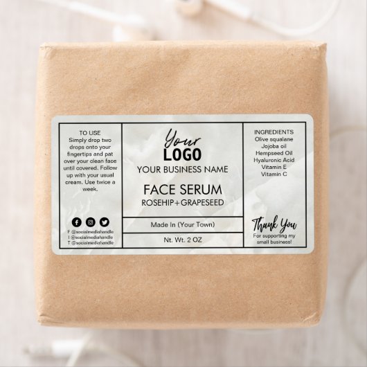 Étiquette Sérum moderne en marbre (En situation)