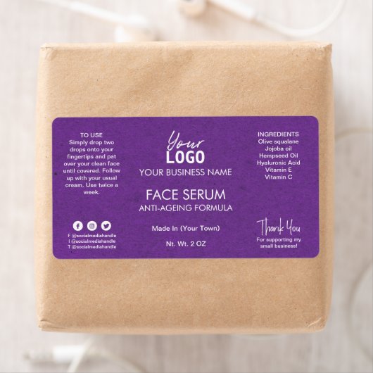 Étiquette Sérum Professionnel Purple Visage Et Huile De Chev (En situation)