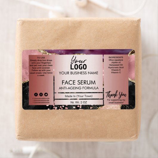 Étiquette Sérum rose Or Agate Cheveux Et Face Huile (En situation)