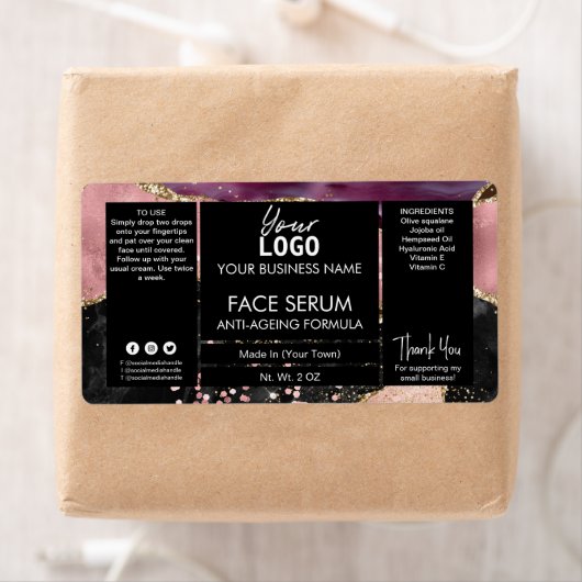 Étiquette Sérum rose Or Agate Face Et Huile De Cheveux (En situation)