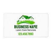 Étiquette Service de Tonte de Pelouse Logo Vert Blanc (Devant)