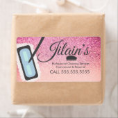 Étiquette Services de nettoyage Mop Bulles Paillettes (En situation)