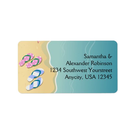 Étiquette Ses tongs sur le mariage sur la plage (Devant)