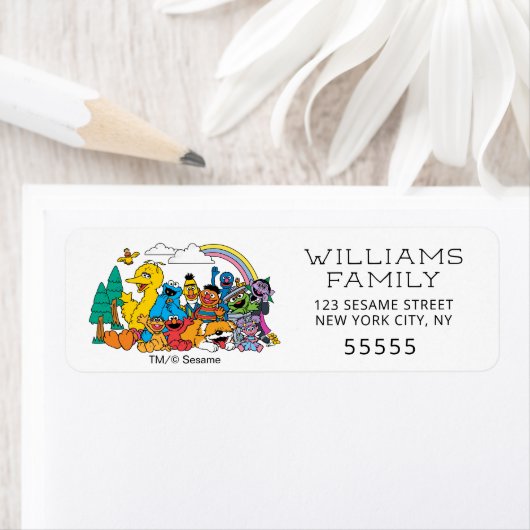 Étiquette Sesame Street Characters & Street Sign Birthday La (En situation)