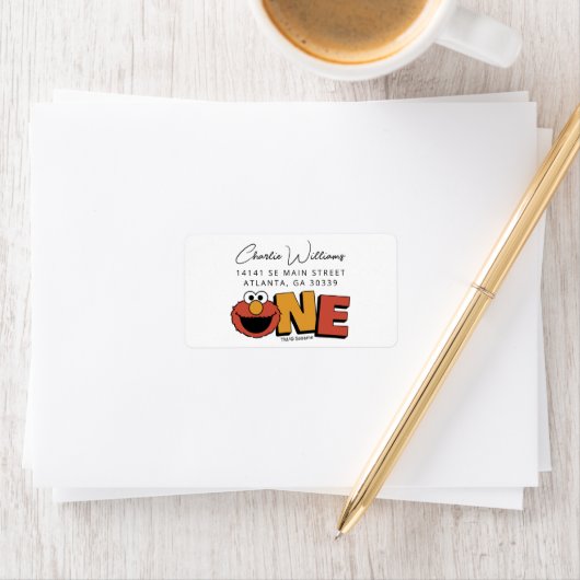 Étiquette Sesame Street | Elmo - First Birthday Label (En situation)