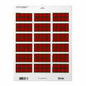 Étiquette Seton tartan rouge vert plaid (Feuille entière)
