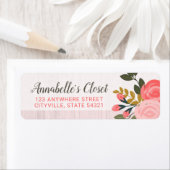 Étiquette Shabby Chic Floral Rose Blush Pink Adresse de reto (En situation)