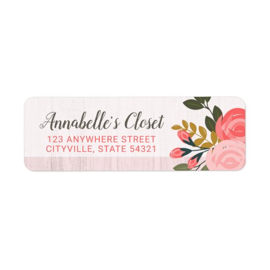 Étiquette Shabby Chic Floral Rose Blush Pink Adresse de reto (Devant)