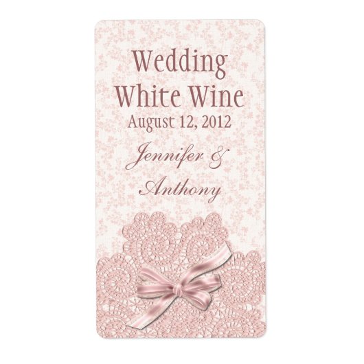 Étiquette Shabby rose Victorien Mariage Mini Vin (Devant)