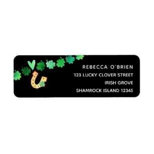 Étiquette Shamrock Heart and Horseshoe Adresse de retour