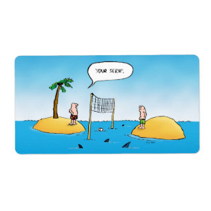 Étiquette Shark Volleyball Funny Cartoon