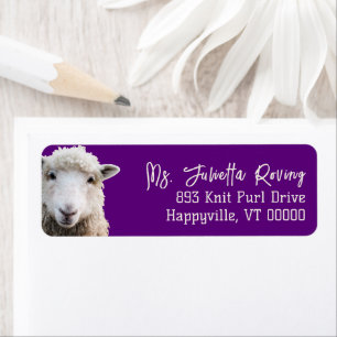 Étiquette Sheep Face Purple Adresse de retour