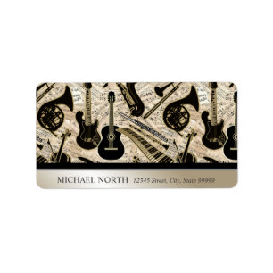 Étiquette Sheet Music and Instruments Black/Gold