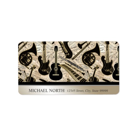 Étiquette Sheet Music and Instruments Black/Gold (Devant)