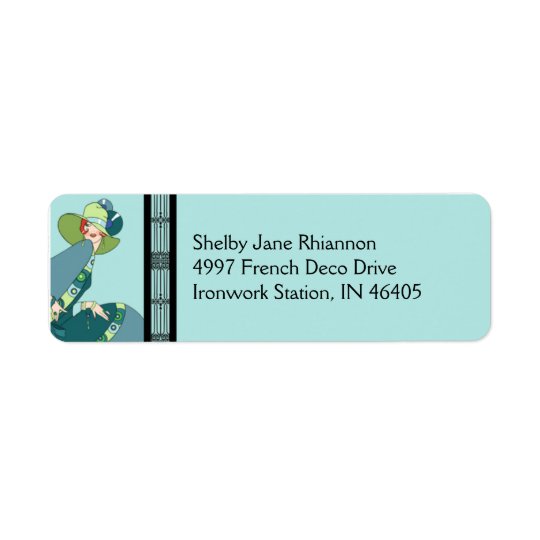 Étiquette Shelby, Madame des années 1930 en Aqua et Teal
