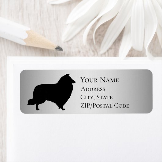 Étiquette Sheltie Silhouette Adresse de retour (En situation)