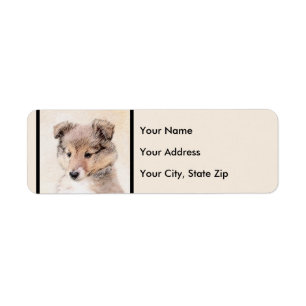 Étiquette Shetland Sheepdog Puppy Peinture Chien original ar