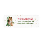 Étiquette Shetland Sheepdog Red Berry Holly Adresse de retou (Devant)