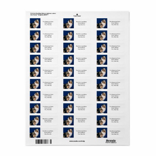 Étiquette Shetlie (Merle) (Feuille entière)