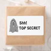 Étiquette Shh Cartoon Ghost Top Secret Halloween (En situation)