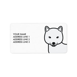 Étiquette Shiba Inu Blanc Chien de Dessin Animé Mignon & Tex
