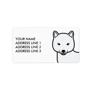 Étiquette Shiba Inu Blanc Chien de Dessin Animé Mignon & Tex