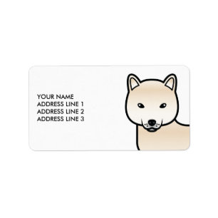 Étiquette Shiba Inu crème Chien de dessin animé mignon & Tex