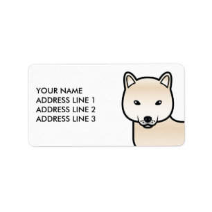 Étiquette Shiba Inu crème Chien de dessin animé mignon & Tex