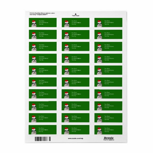 Étiquette Shih Tzu Noël (Feuille entière)