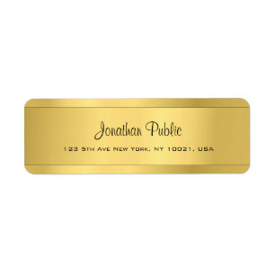 Étiquette Shiny Gold Modèle Modern Script Adresse de retour