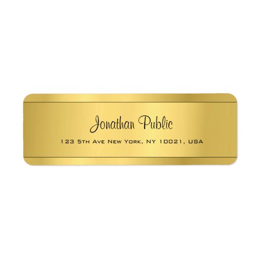 Étiquette Shiny Gold Modèle Modern Script Adresse de retour (Devant)