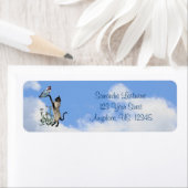 Étiquette Siamese Cat Blue Butterfly Mignonne adresse (En situation)