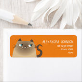 Étiquette Siamese Cat Orange Return Adresse (En situation)