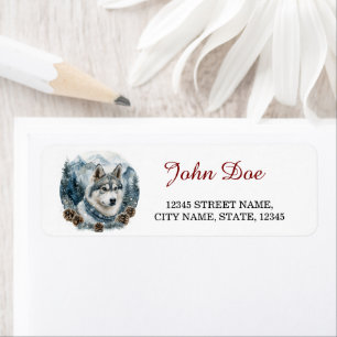 Étiquette Siberian Husky Christmas Retourner l'adresse