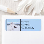 Étiquette Sibérie Husky (argent et blanc) Peinture Chien Art (En situation)