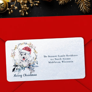 Étiquette Sibérie Husky Chien Gold Foliing Noël Party