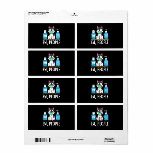 Étiquette Sibérien Husky Chien Masque Visage Sanitizer Main (Feuille entière)