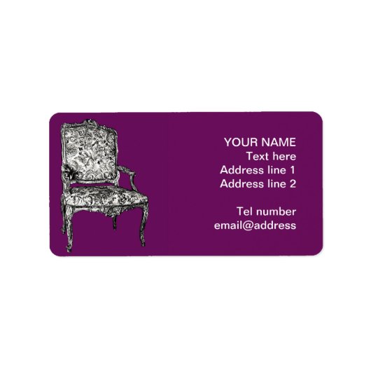 Étiquette Siège de régence en violet (Devant)